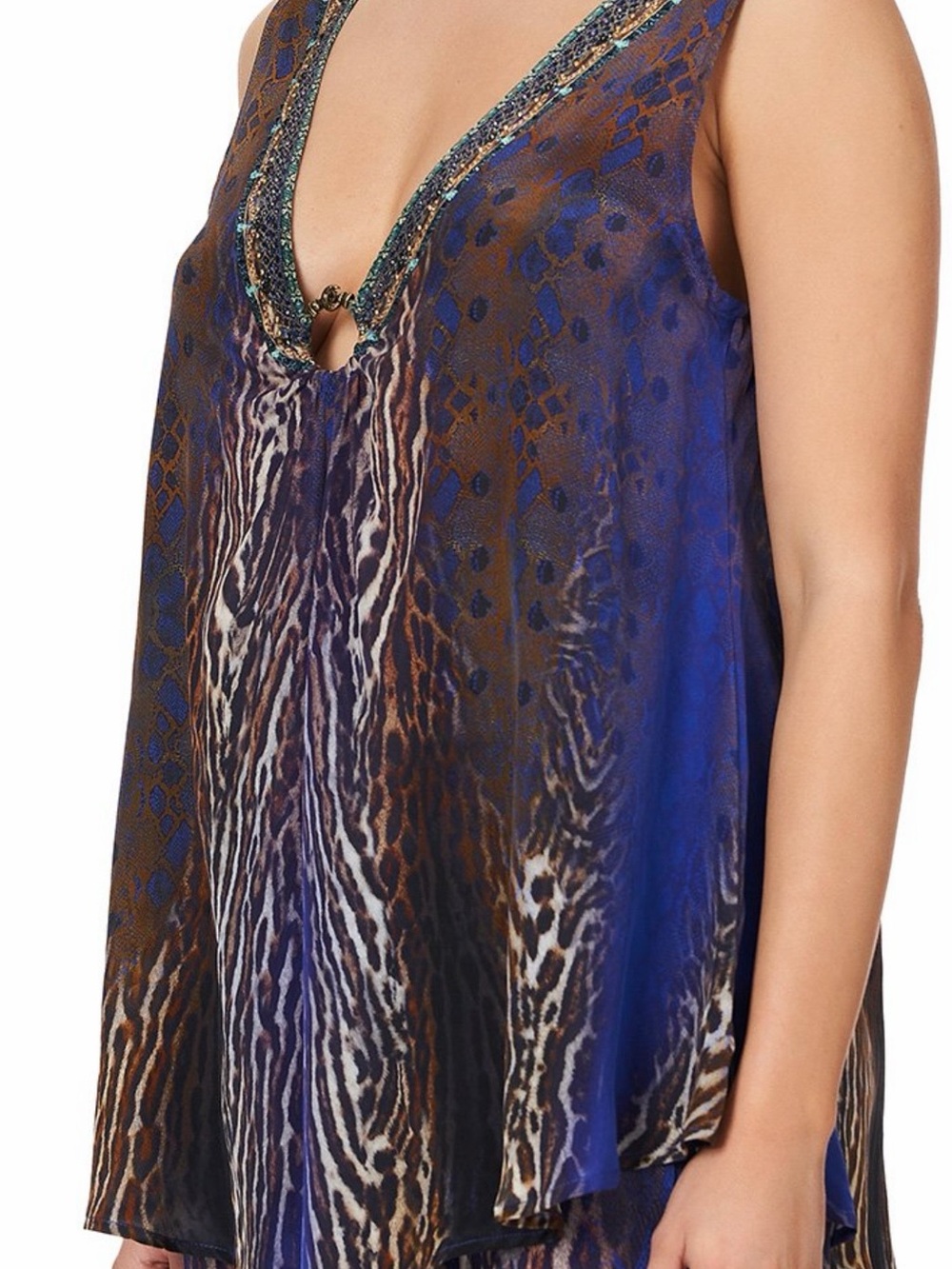 Camilla Komodo Queen V-Neck Silk Top Like New